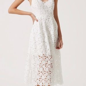 Lace White Midi Dress